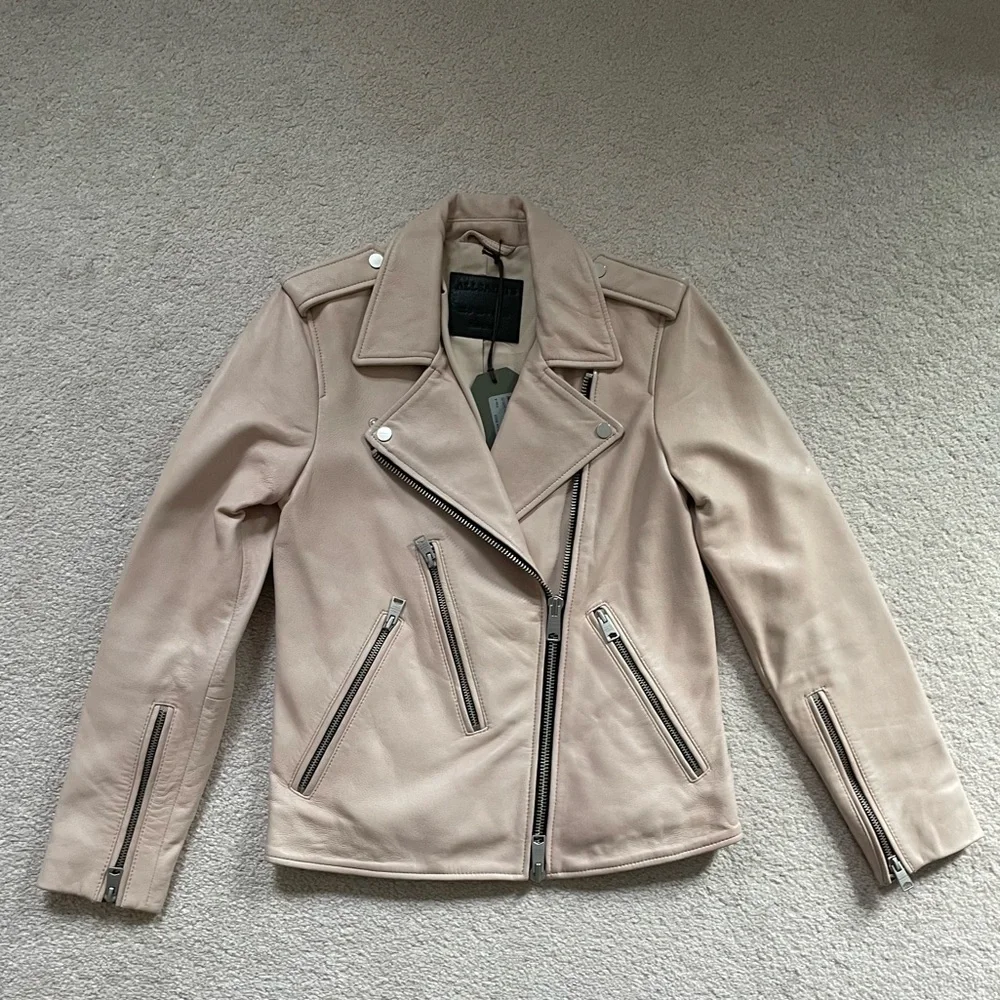 All saints blush pink leather Elva jacket - Picture 7 of 12